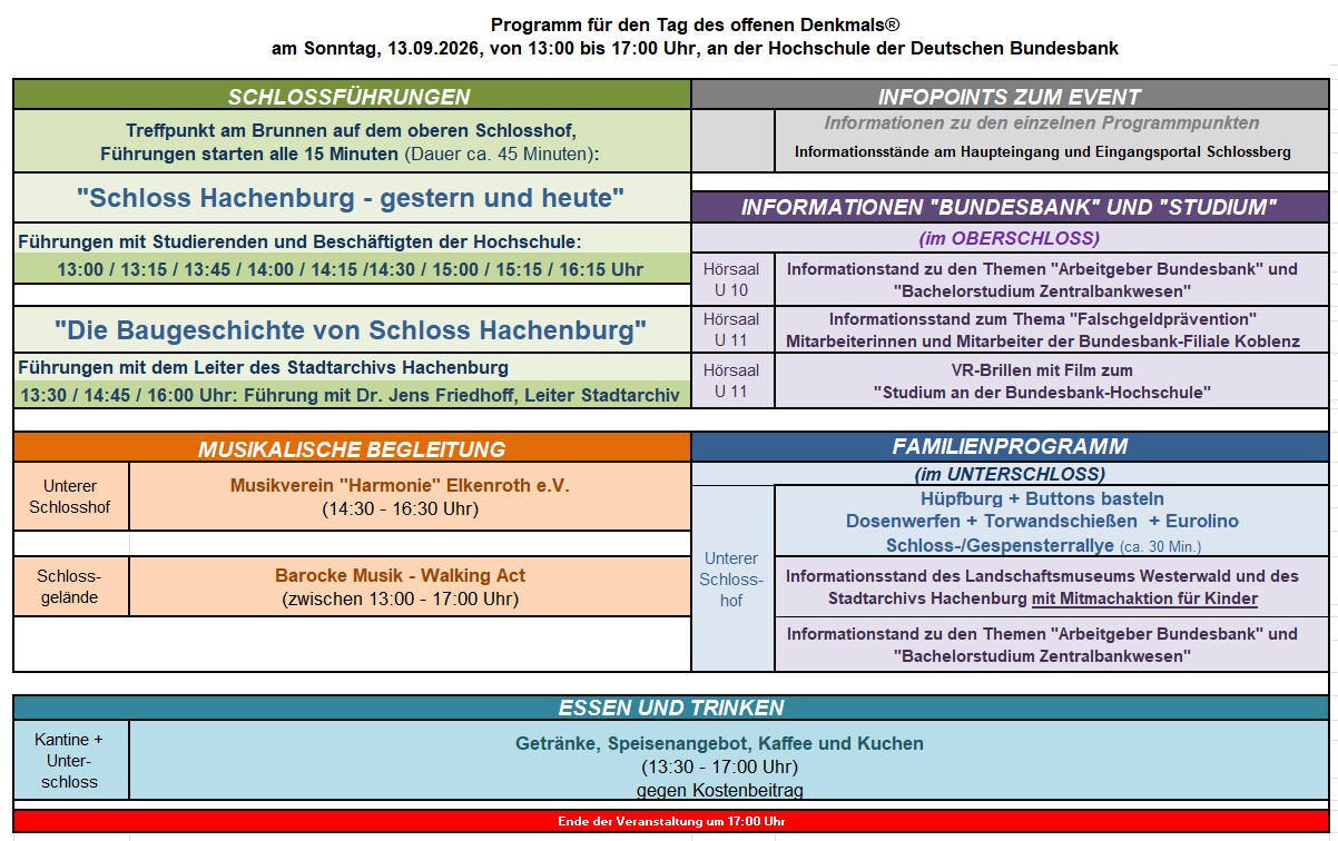 Programm für den Tag des offenen Denkmals