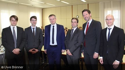 Von links: Urs Lendermann, Tobias Körner, Marcin Gospodarowicz , Jan Koleśnik, Uwe Schollmeyer und Andreas Höfer bei der Vortr